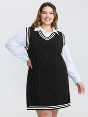 Textured Stripe Pinafore Mini Sweater Dress