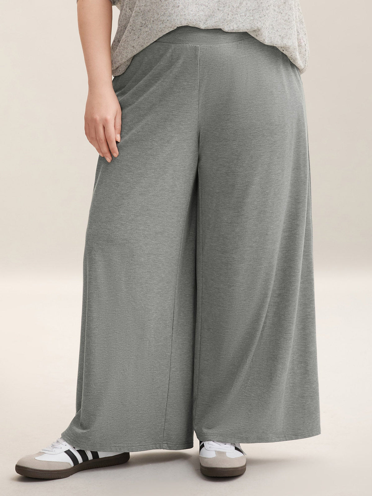 Shirred Waist Wide Leg Pull-On Pants