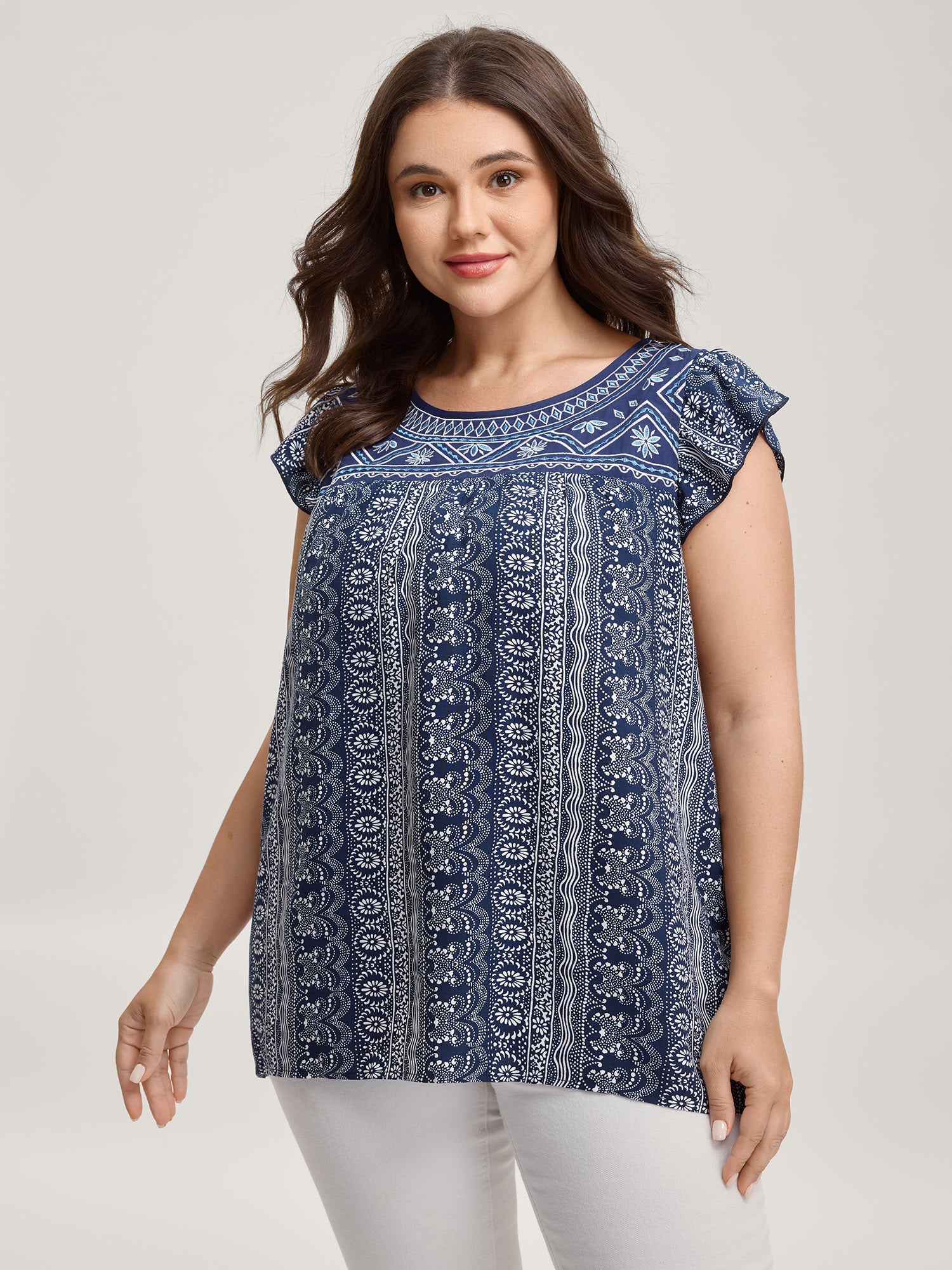 Boho Embroidery Flutter Sleeve Tank Top