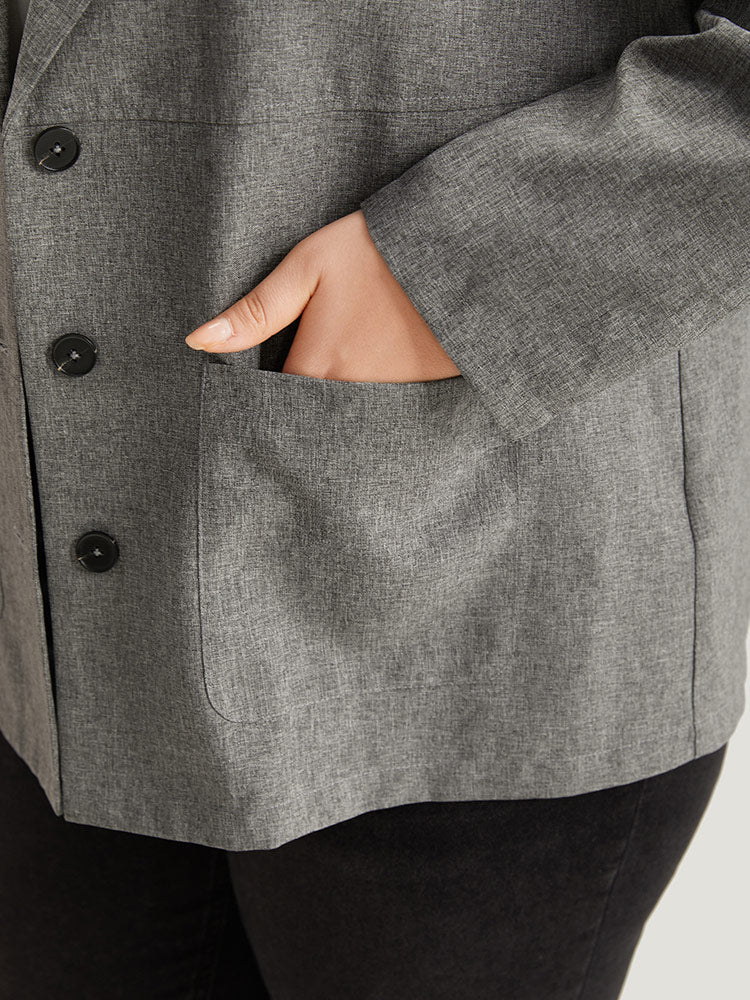 Solid Suit Collar Patched Pocket Blazer
