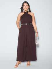 Shirred Back Halter Neckline Jumpsuit