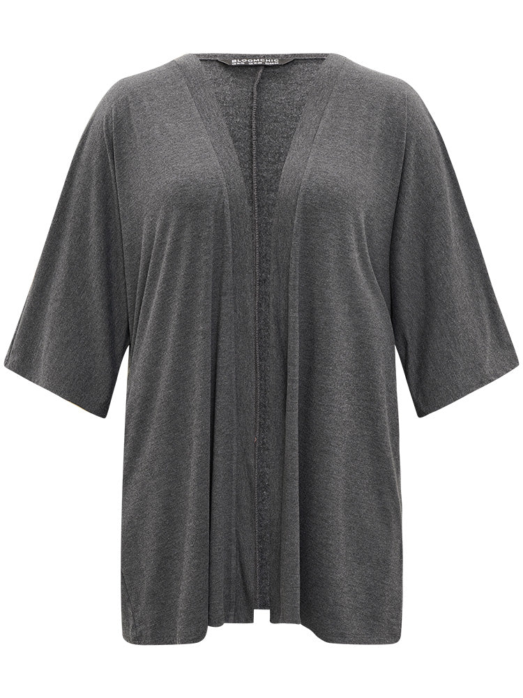 Supersoft Essentials Plain Open Front Pocket Batwing Sleeve Kimono
