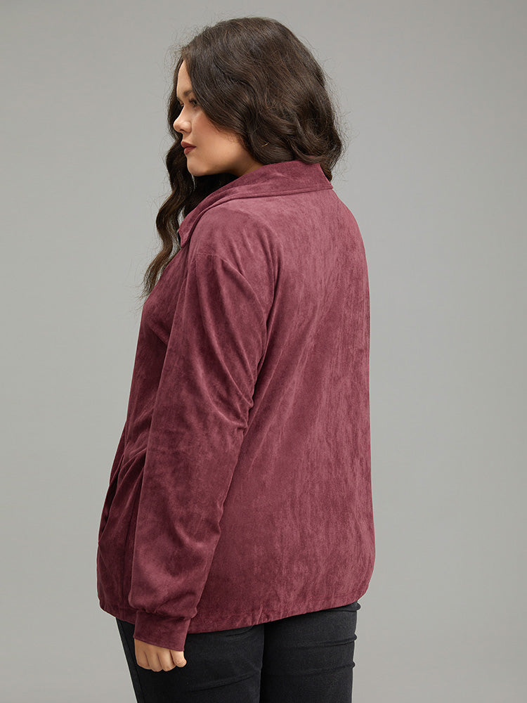 Plain Pocket Zipper Fly Drawstring Jacket