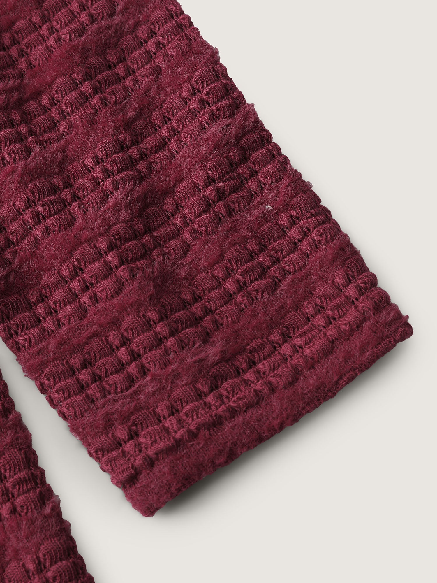Furry Textured Off-Shoulder Knit Top