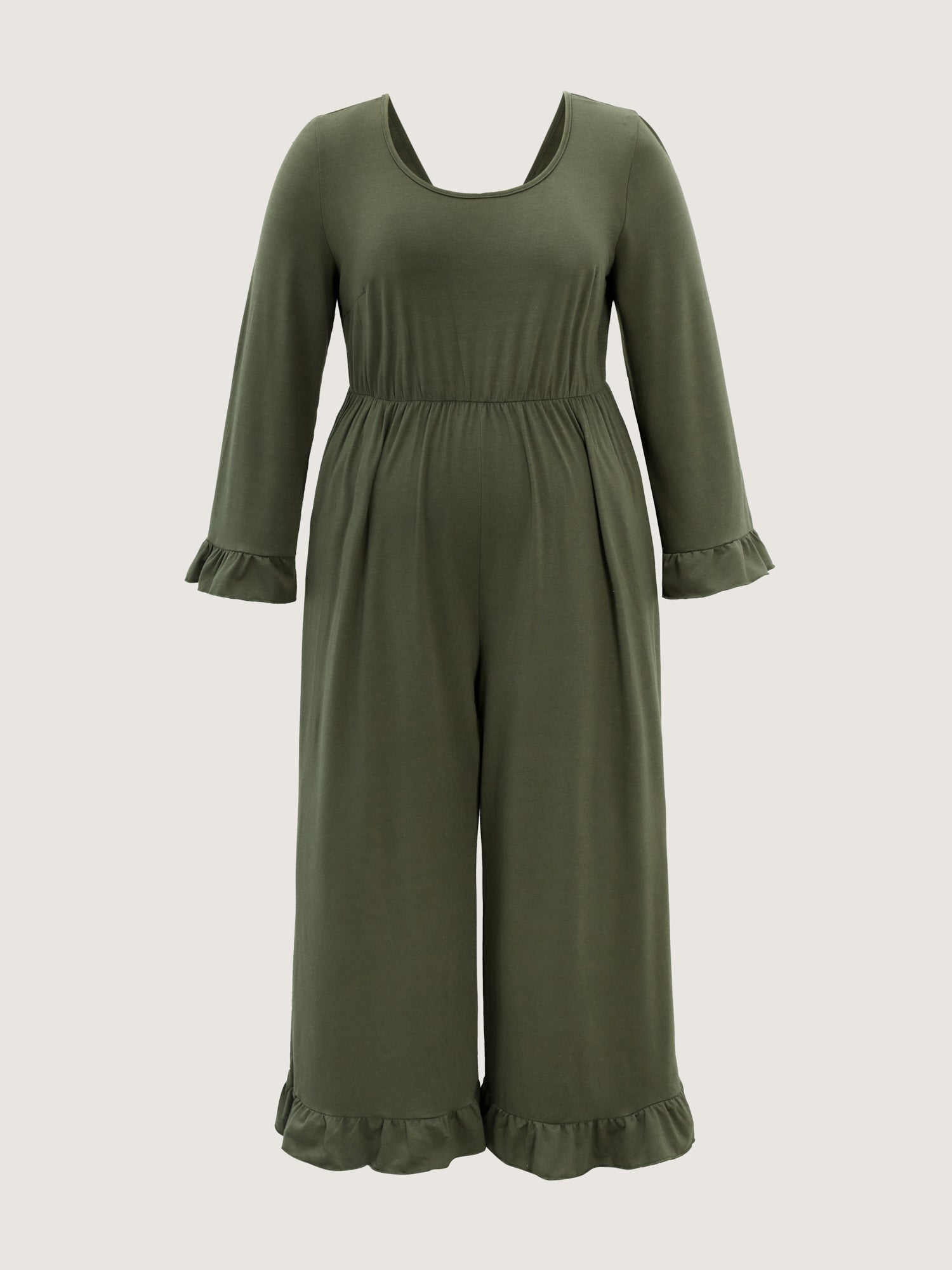 Ruffled Hem Scoop Neck Everyday Jumpsuit