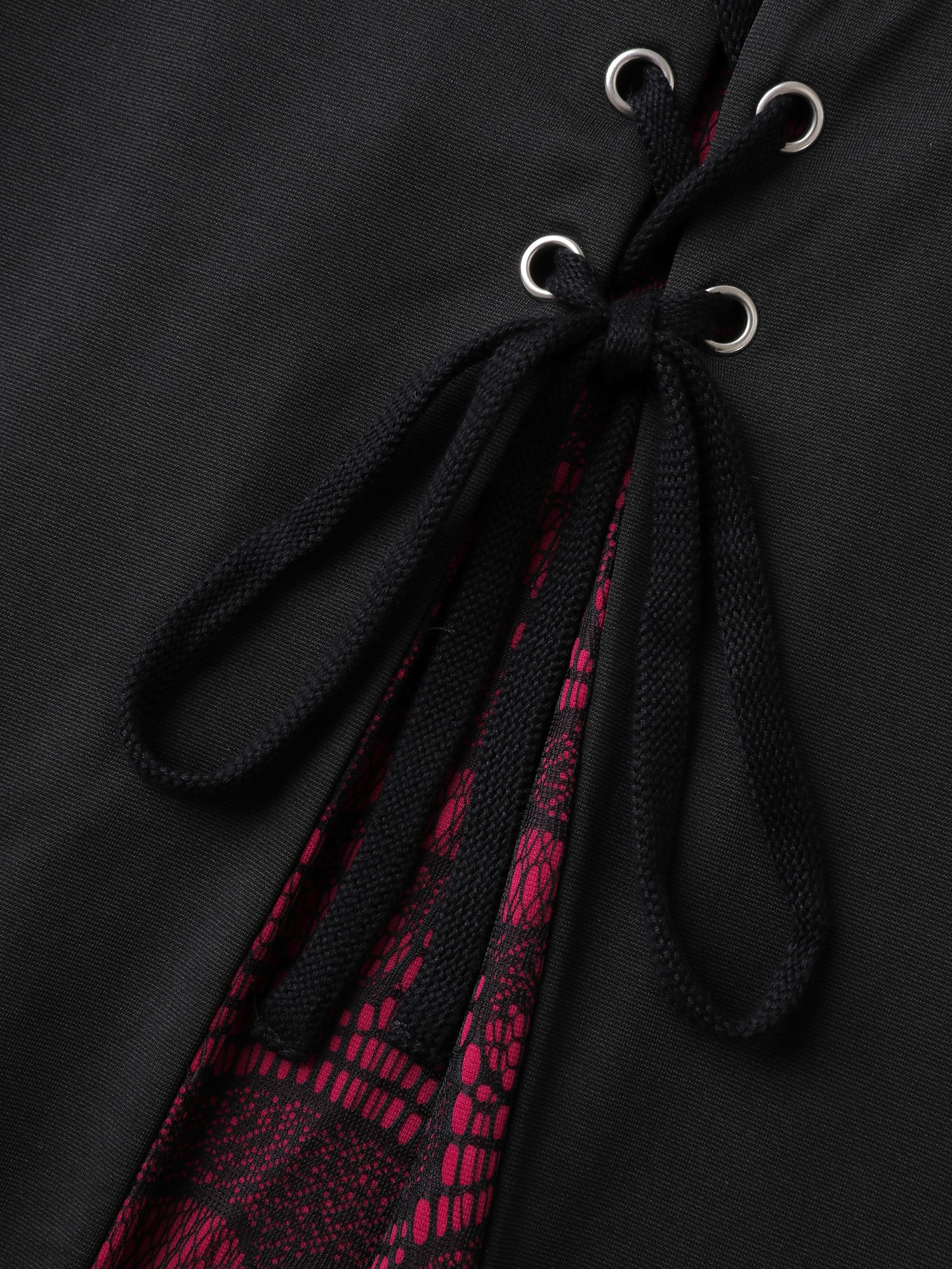 Skull Mesh Panel Cross-Tie Maxi Skirt