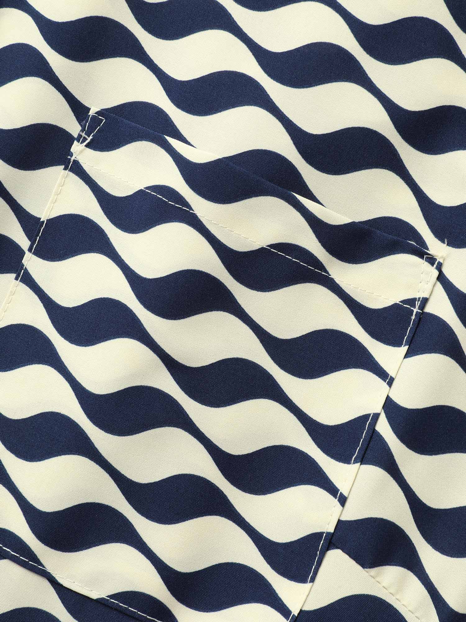 Shirt Collar Striped Belted Midi Dress