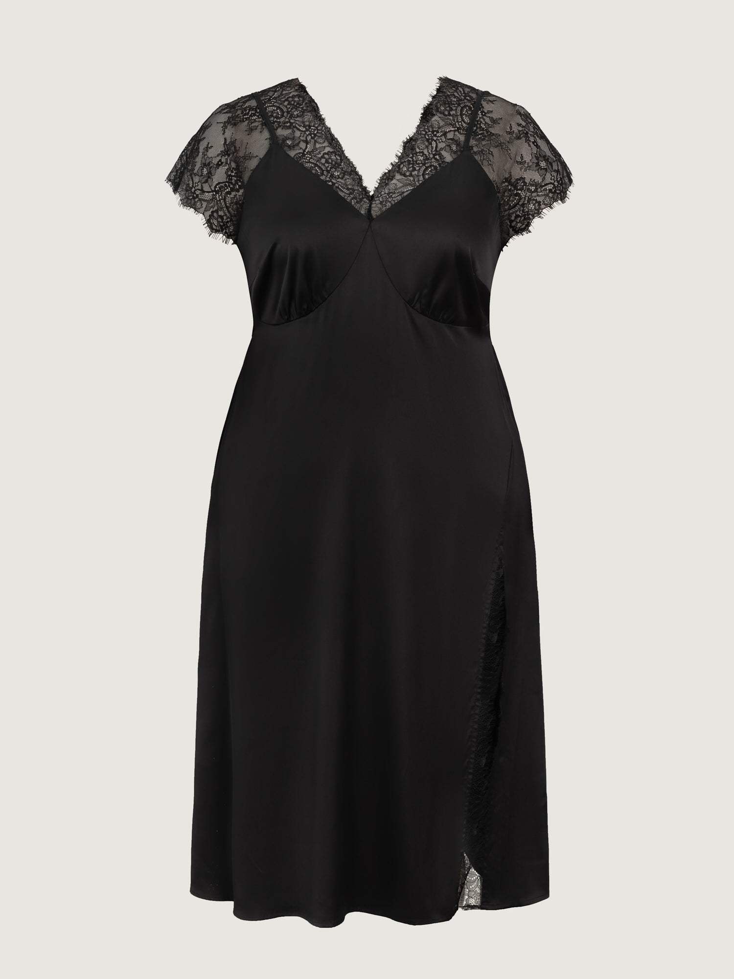 Sheer Lace Trim High Slit Sleep Dress