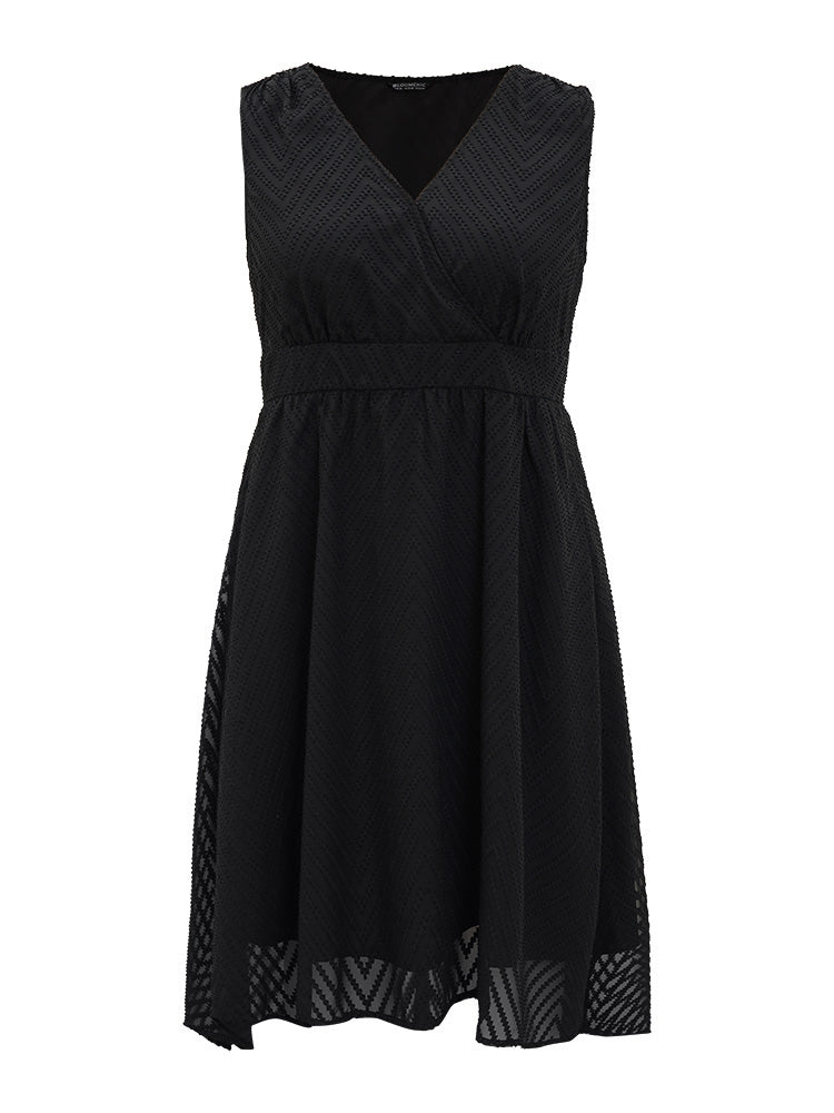 Solid Pocket Wrap High Low Hem Tank Dress