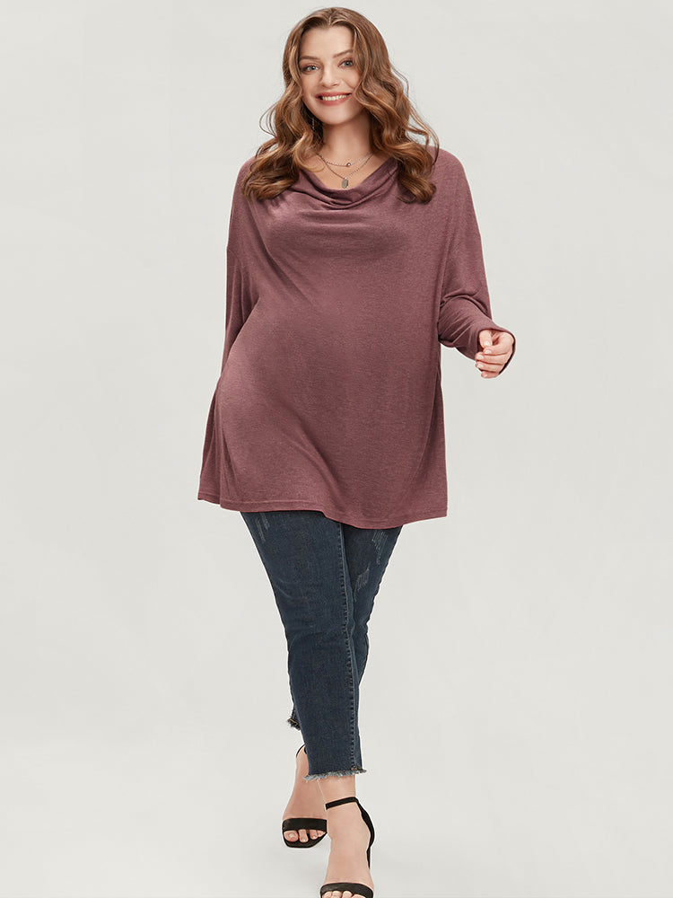 Plain Cowl Neck Long Tee