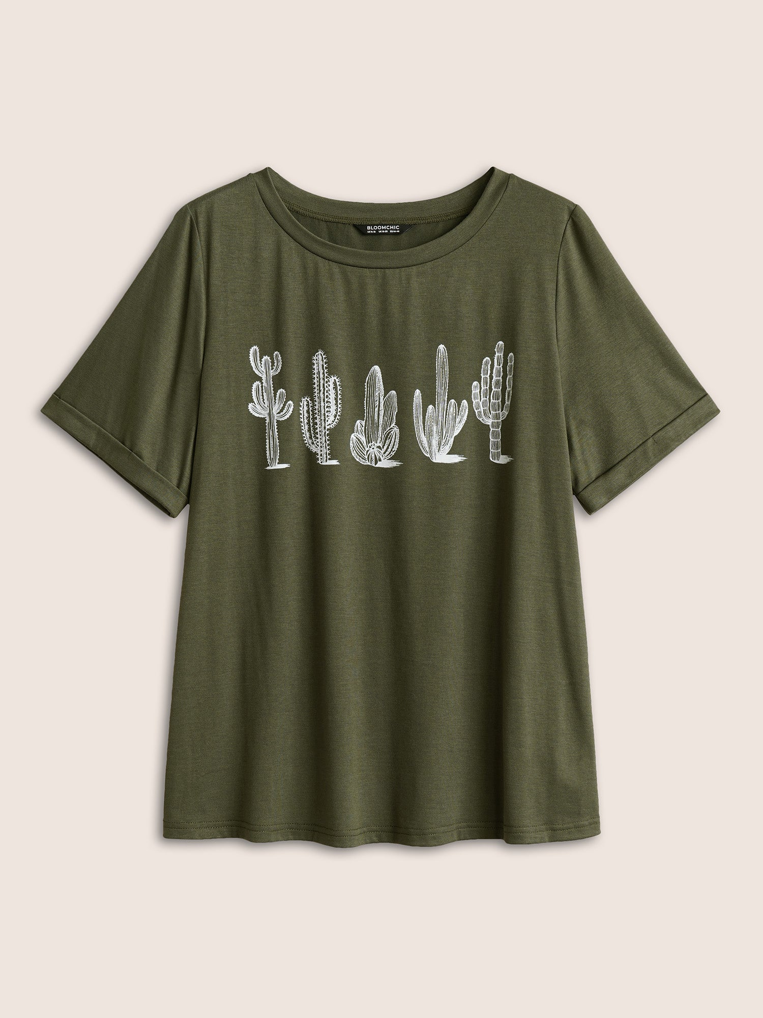 Cactus Print Crew Neck T-shirt