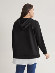 2-In-1 Patchwork Contrast Hooded Sweatshirt