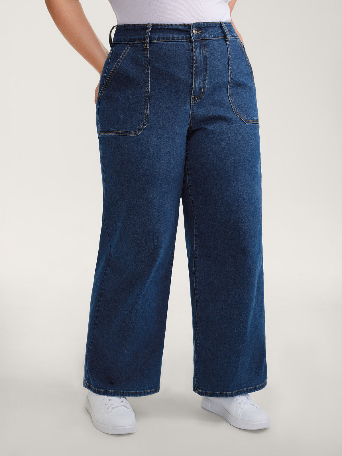 Side Pockets Wide-Leg Jeans