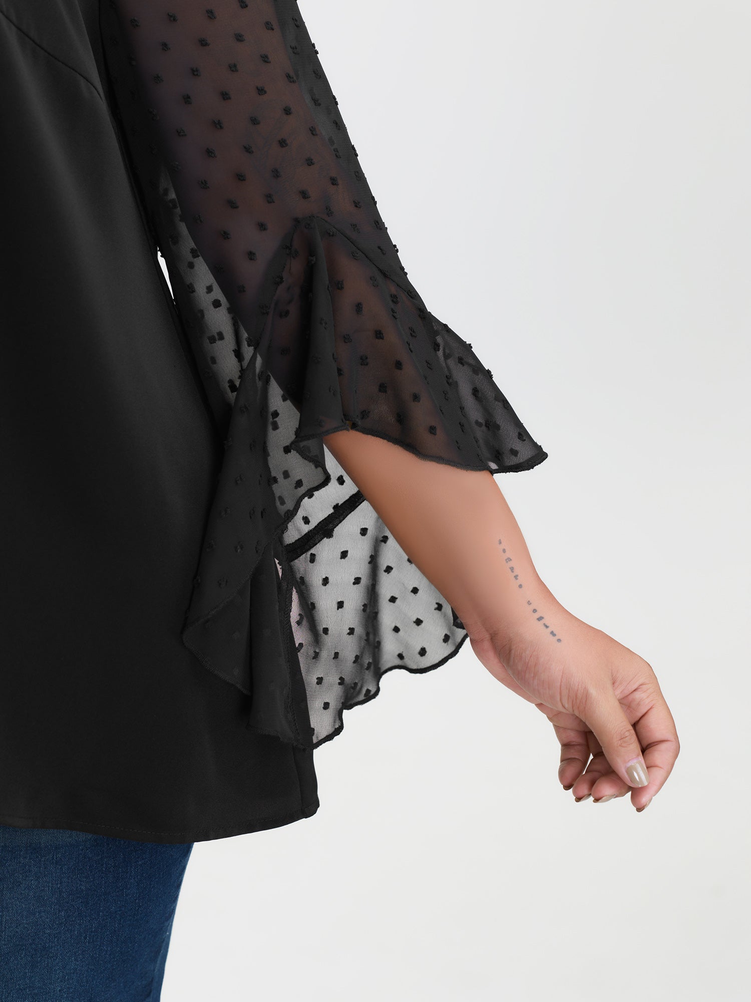 Sheer Polka Dots Sleeve Knit Top
