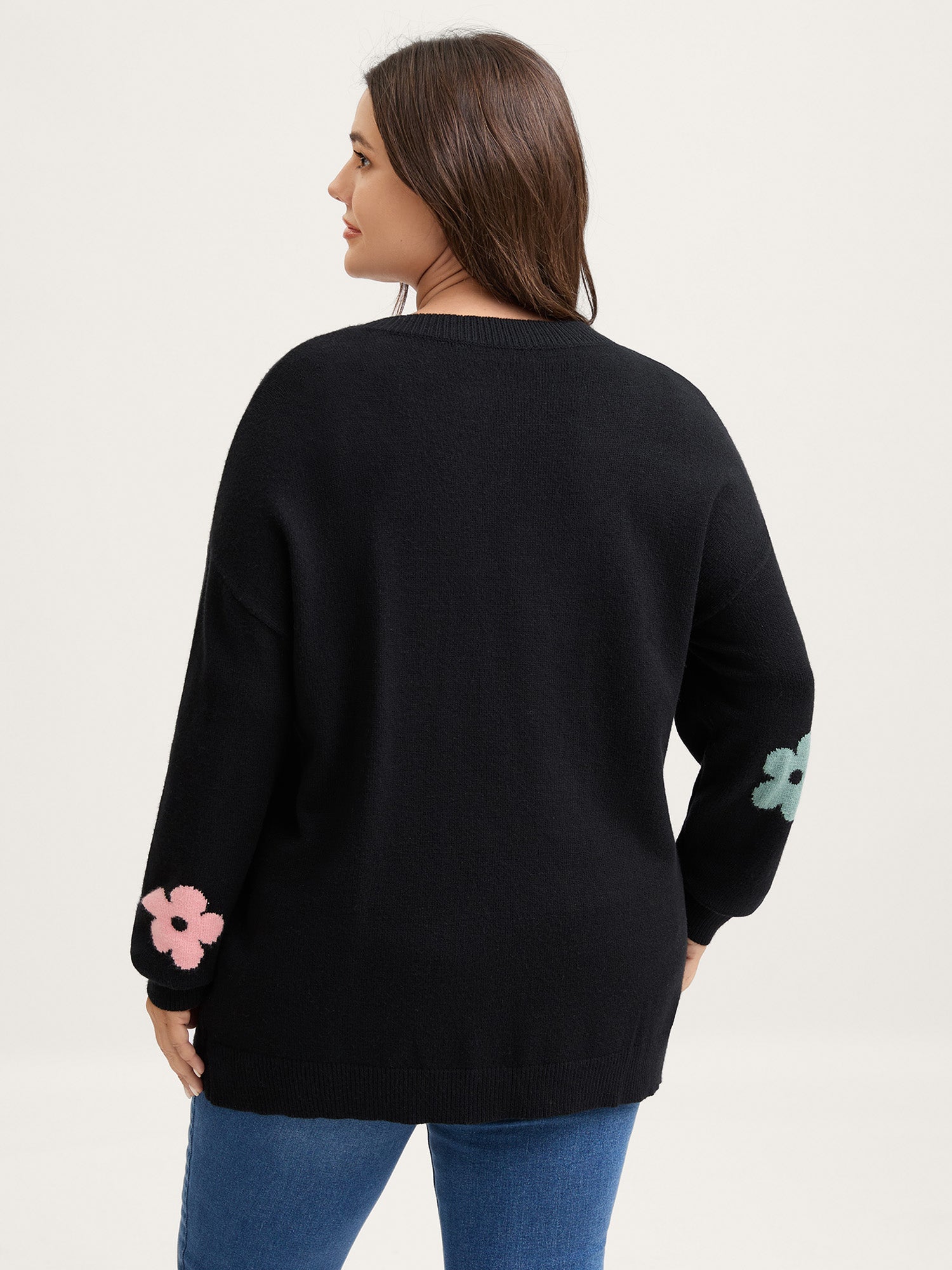 3D Floral Jacquard Embroidery Knit Cardigan