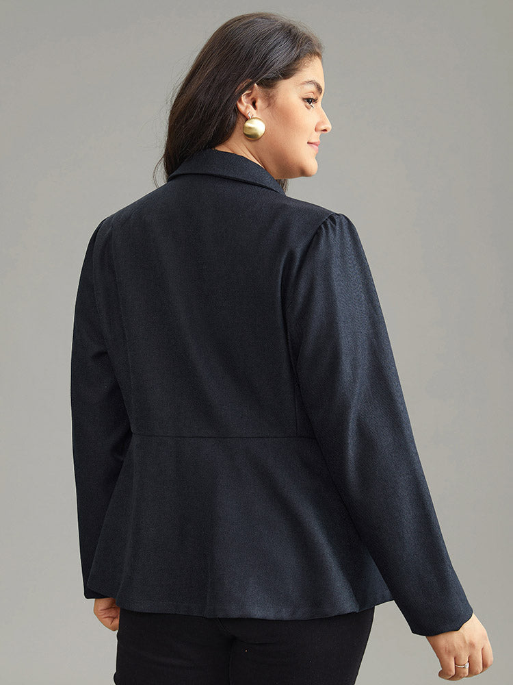 Suit Collar Plain Buckle Detail Tweed Blazer