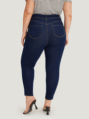 Plain Stitch Patched Pocket Jeans
