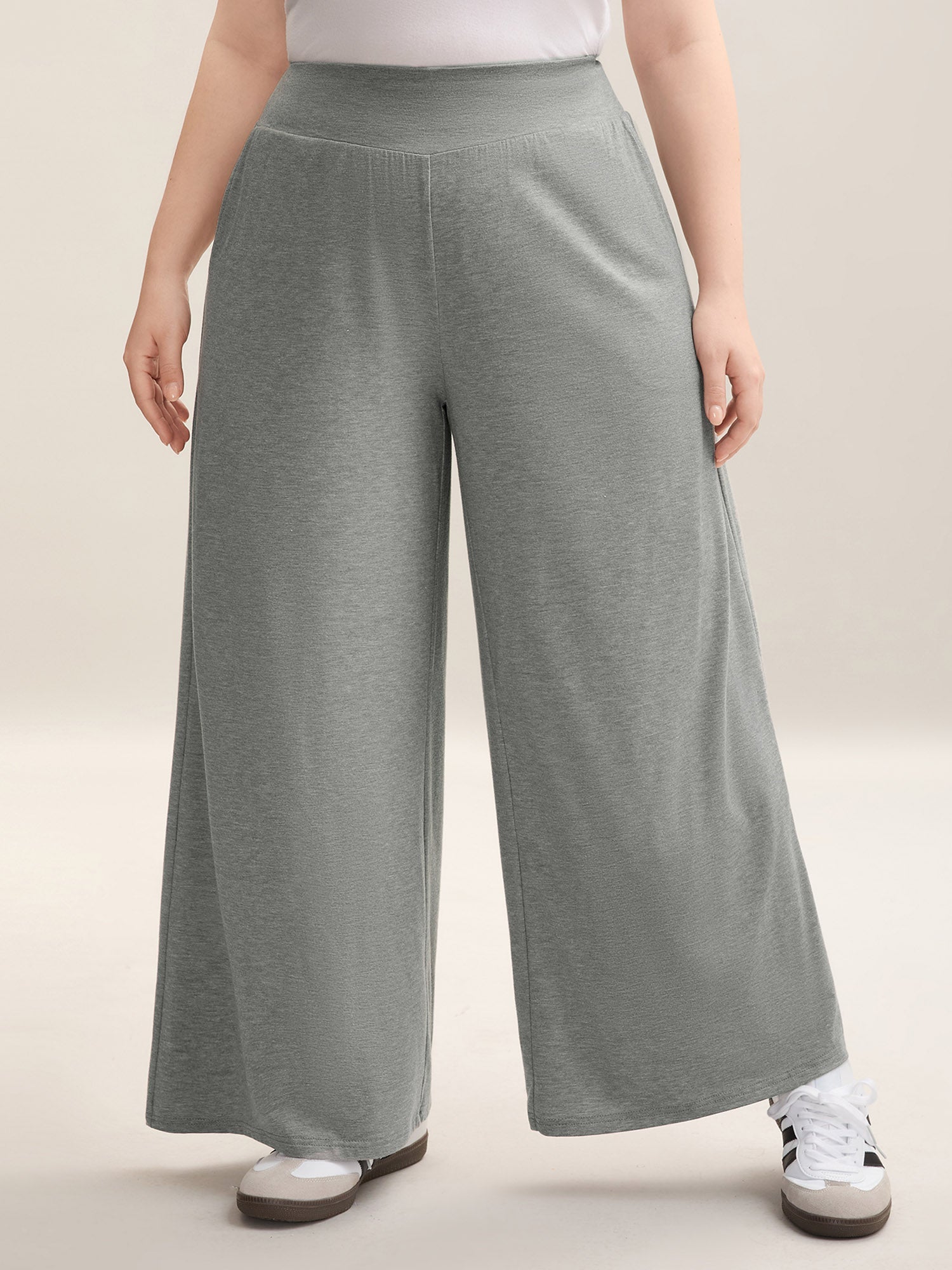 Shirred Waist Wide Leg Pull-On Pants