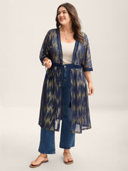 Glitter Tassels Webbed Open Front Kimono