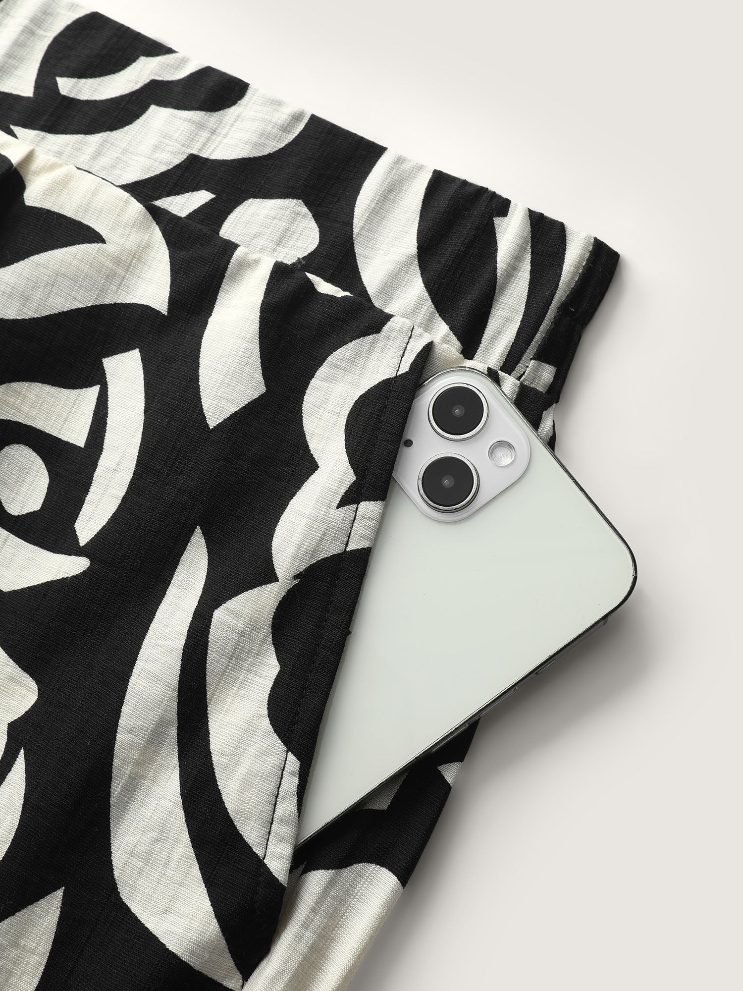 Abstract Floral Print Wide-Leg Pants