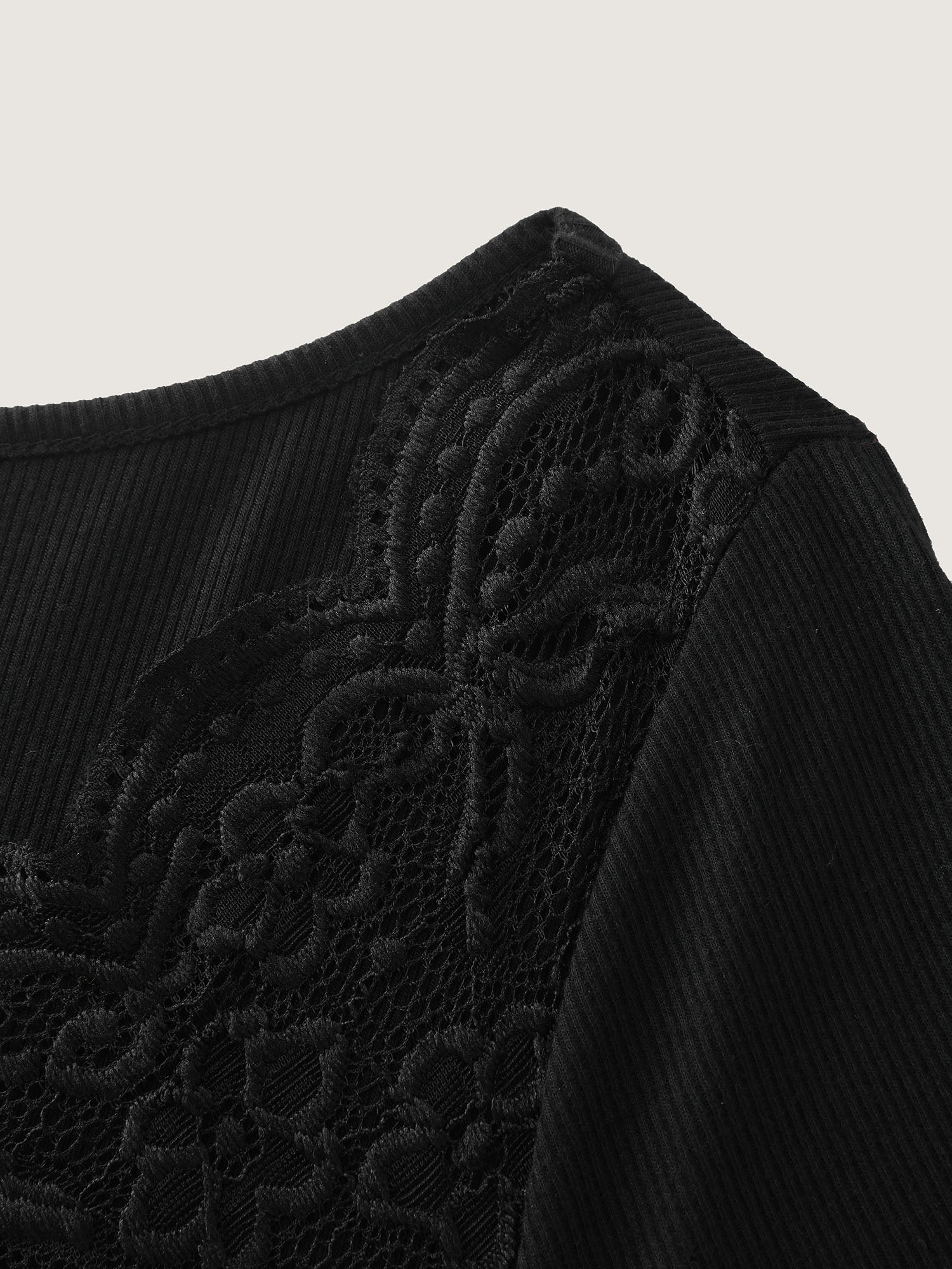 Sheer Lace V-Neckline T-Shirt