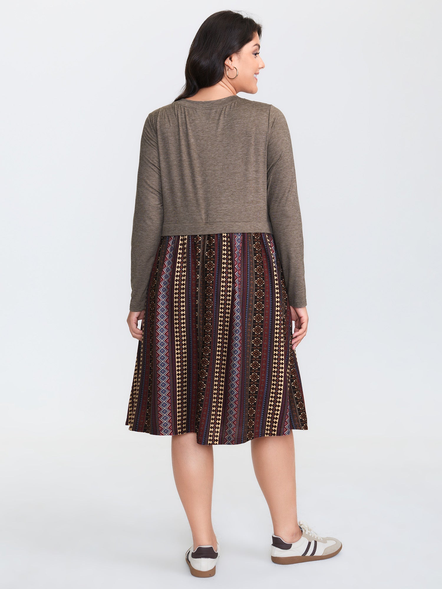 Heather Knit Stripe Layered Midi Dress