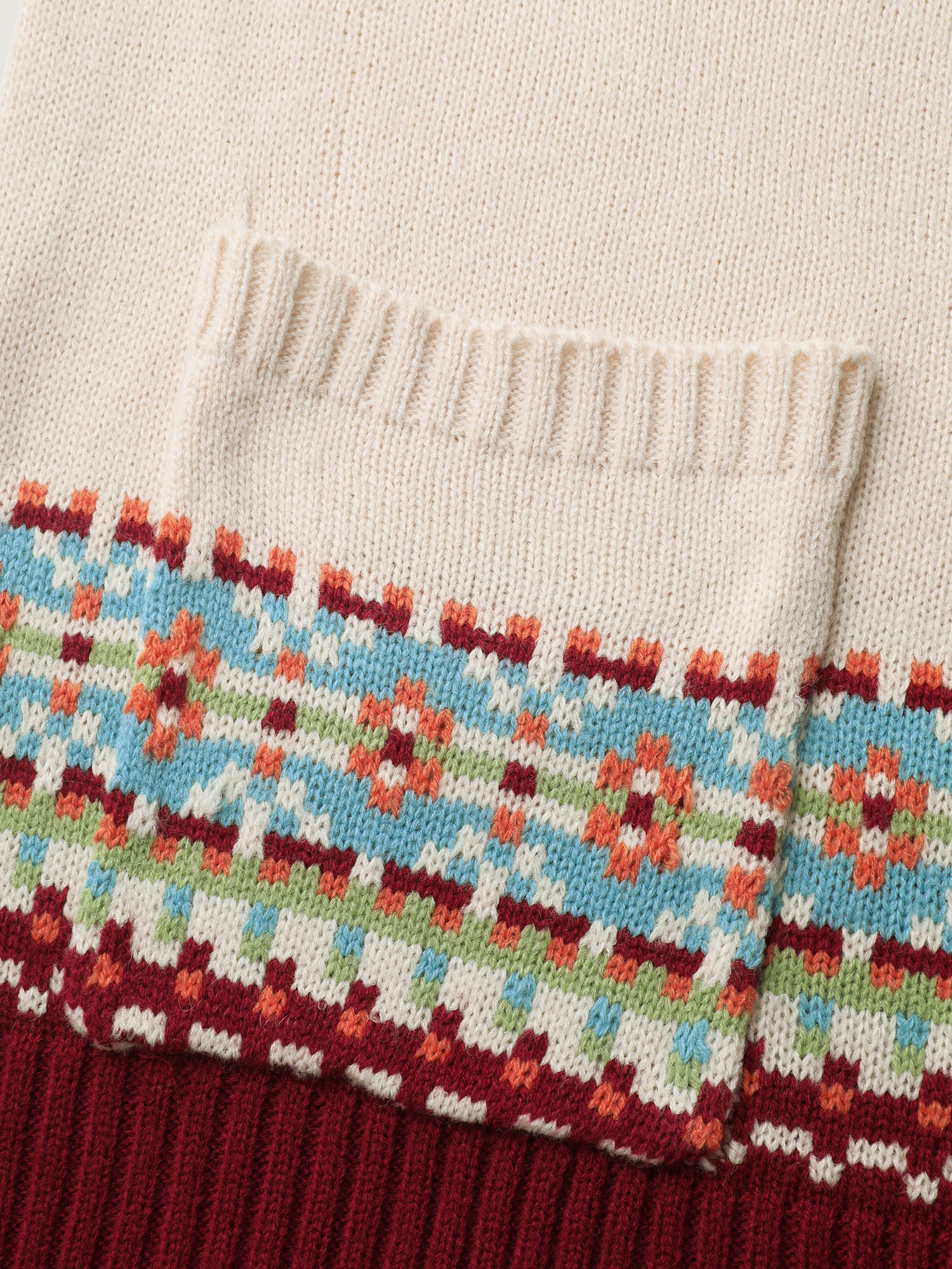 Fair Isle Button-Front Pockets Cardigan