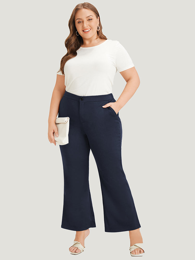 Solid Flare Leg Pocket Pants