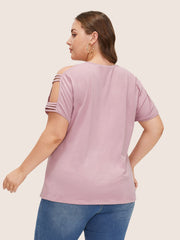 Solid Cut Out Batwing Sleeve T-shirt