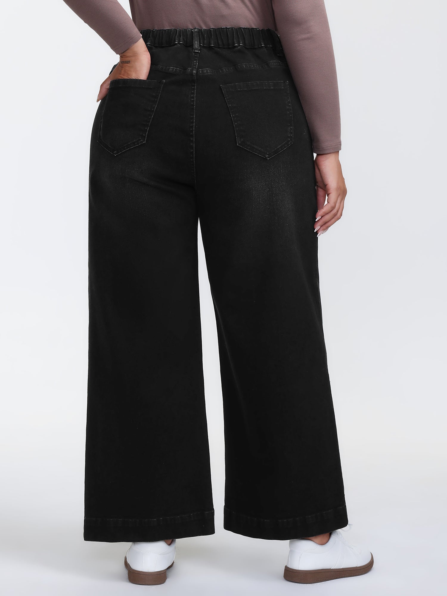 Stretchy Wide-Leg Mid-Rise Jeans