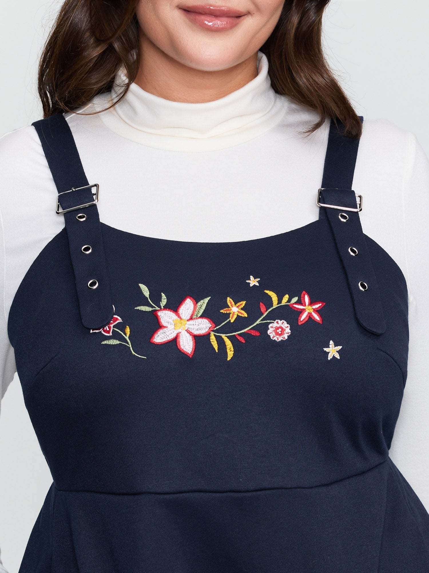 Floral Embroidered Stretchy Adjustable Mini Dress