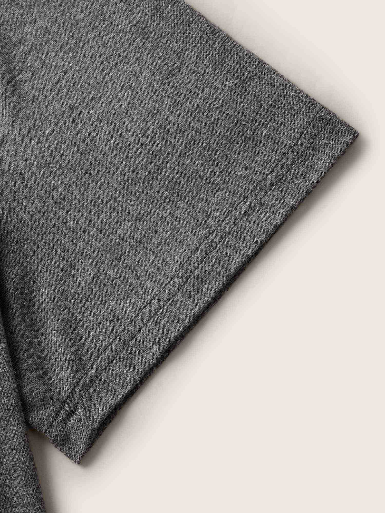 Solid Heather V Neck Curved Hem T-shirt