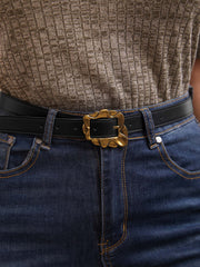 Asymmetrical Metal Detail Buckle Belt