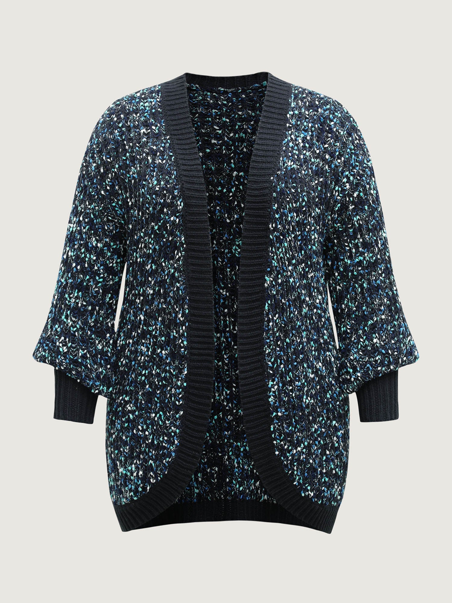 Abstract Textured Cuvy Hem Knit Cardigan