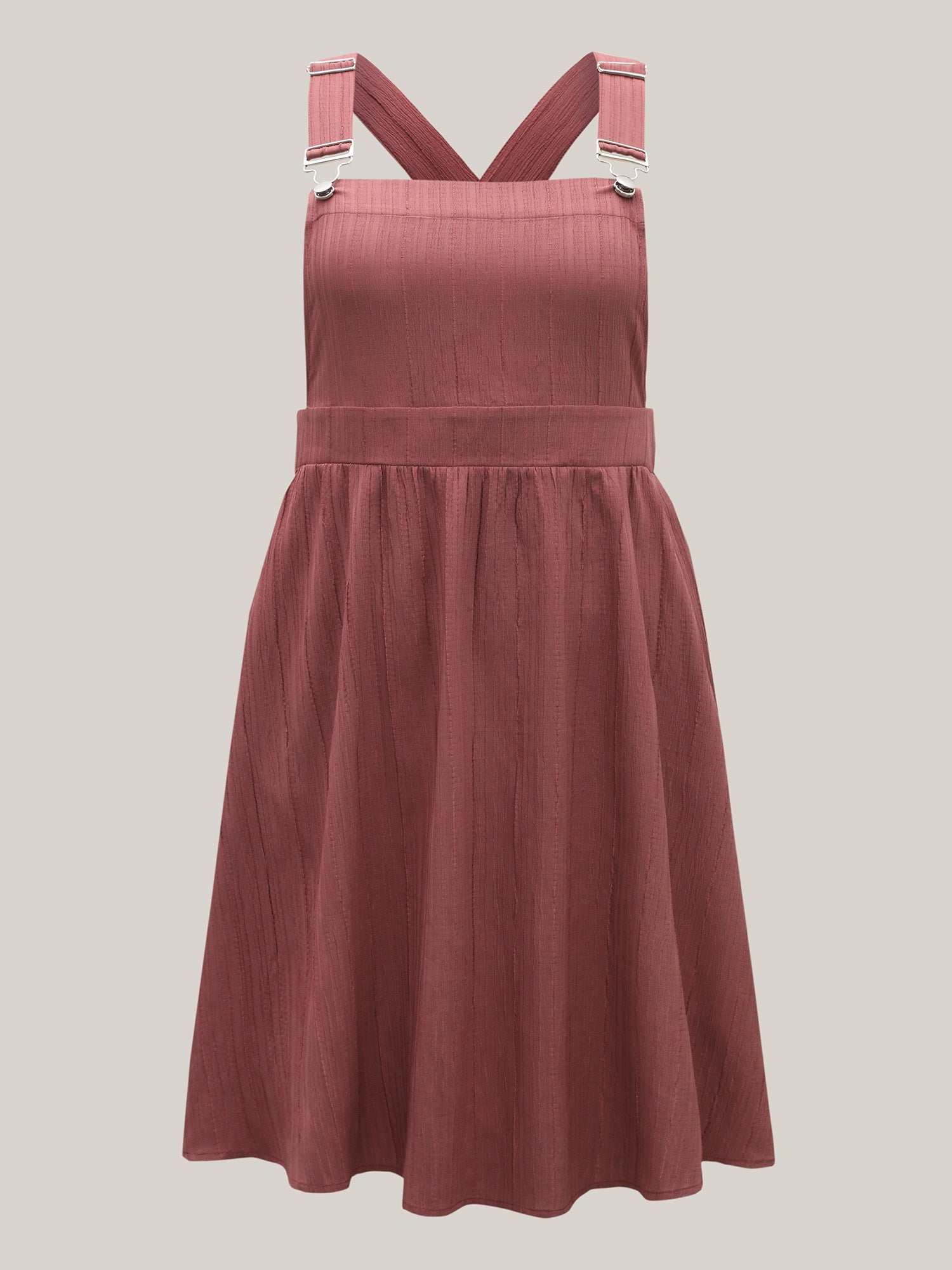 Overall Straps Textured Midi Dress