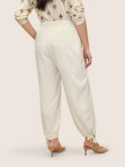 Solid Elastic Waist Ties Harem Pants