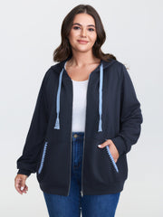 Stretchy Color Contrast Zipper Jacket