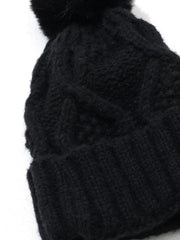 Solid Fluffy Ball Warm Knitted Hat