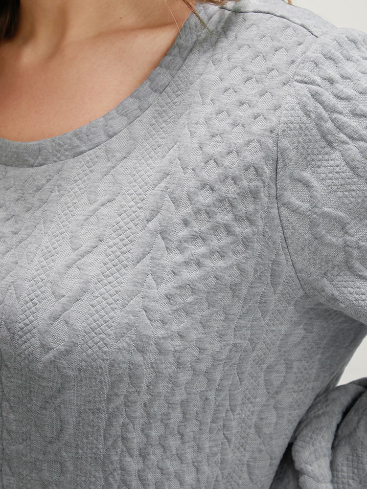 Solid Textured Round Neck 2-In-1 Sweatshirt