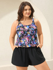 Tropical Print Slit One-Piece Swimsuit