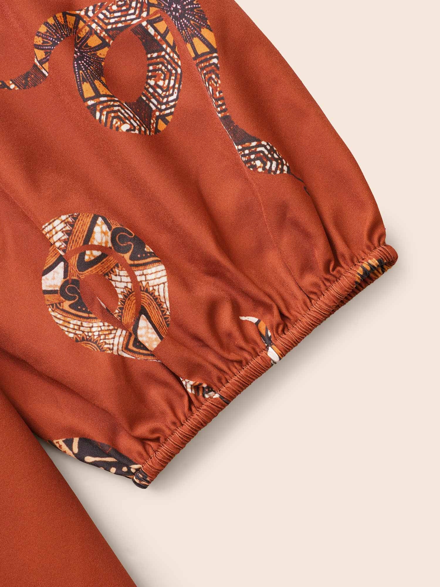 Snake Print Lantern Sleeve Midi Dress