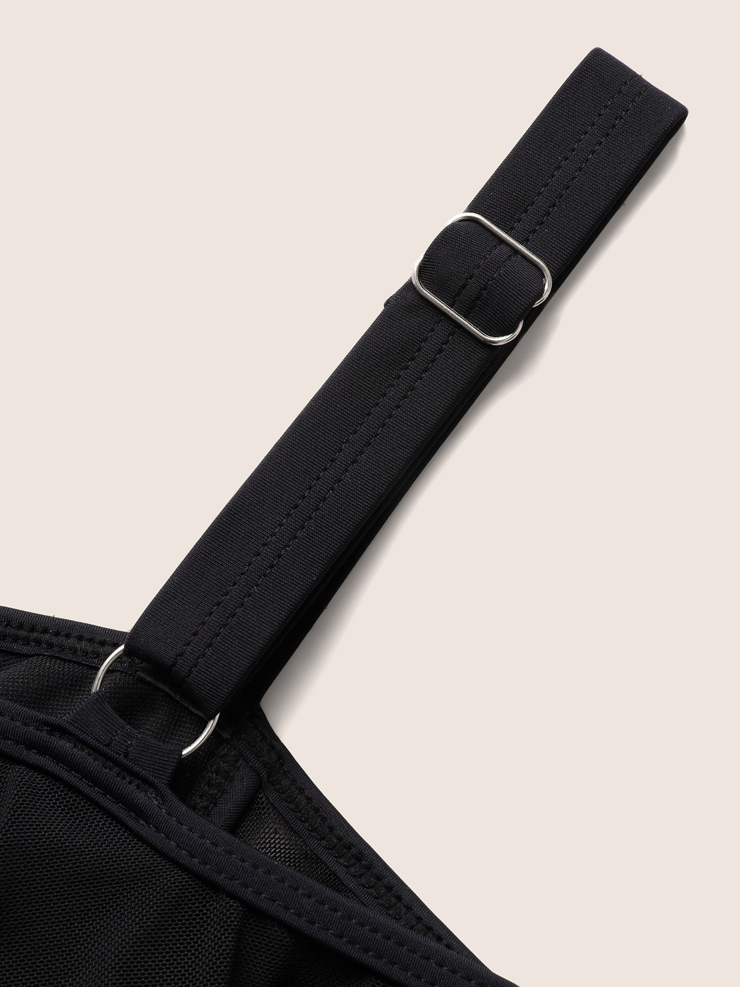 Solid Ruffle Trim Patchwork Mesh Swim Dress