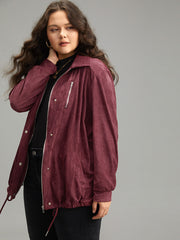 Plain Pocket Zipper Fly Drawstring Jacket