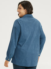 Two Tone Flap Pocket Button Up Corduroy Coat