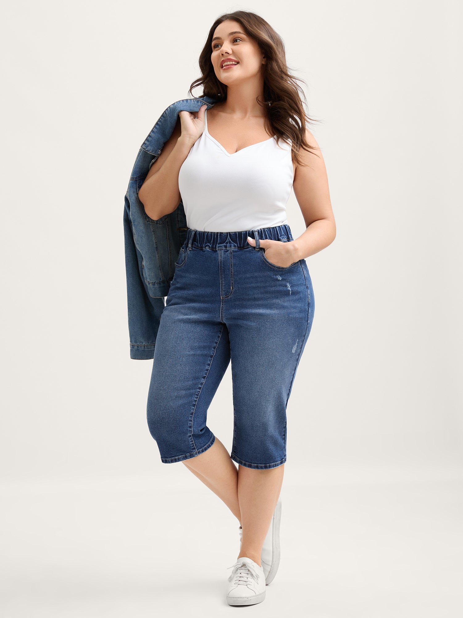 Classic Wash Stretchy Waist Skinny-Fit Jeans