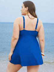 Adjustable Straps Wrap Sculpt Waist Ruffle Tiered Swim Dress