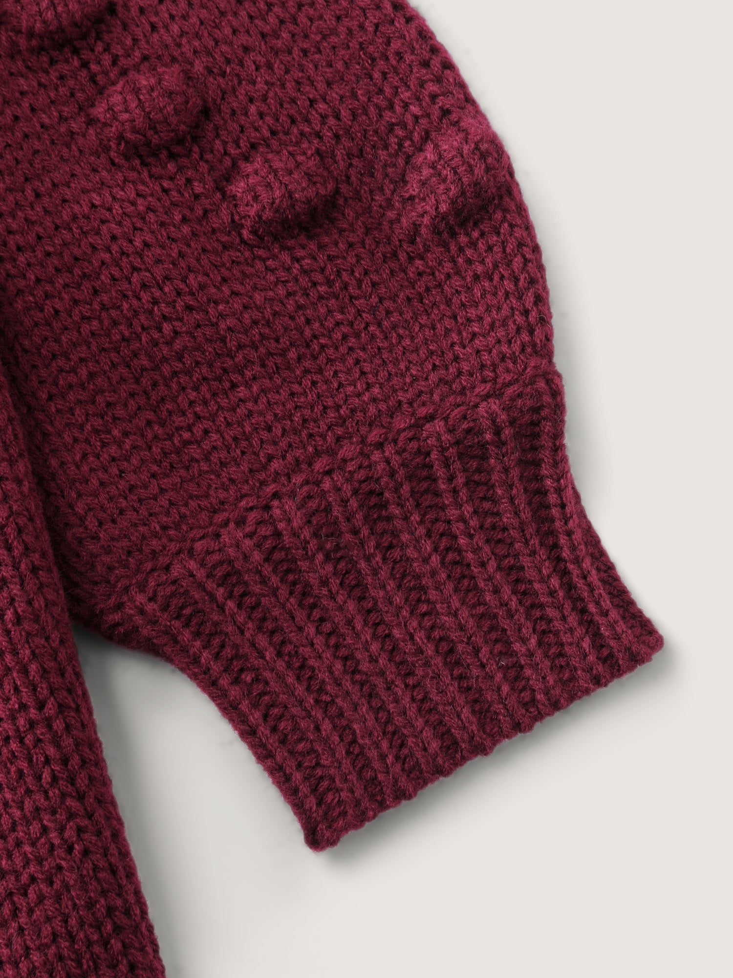 Heart Textured Lantern Sleeve Knit Cardigan