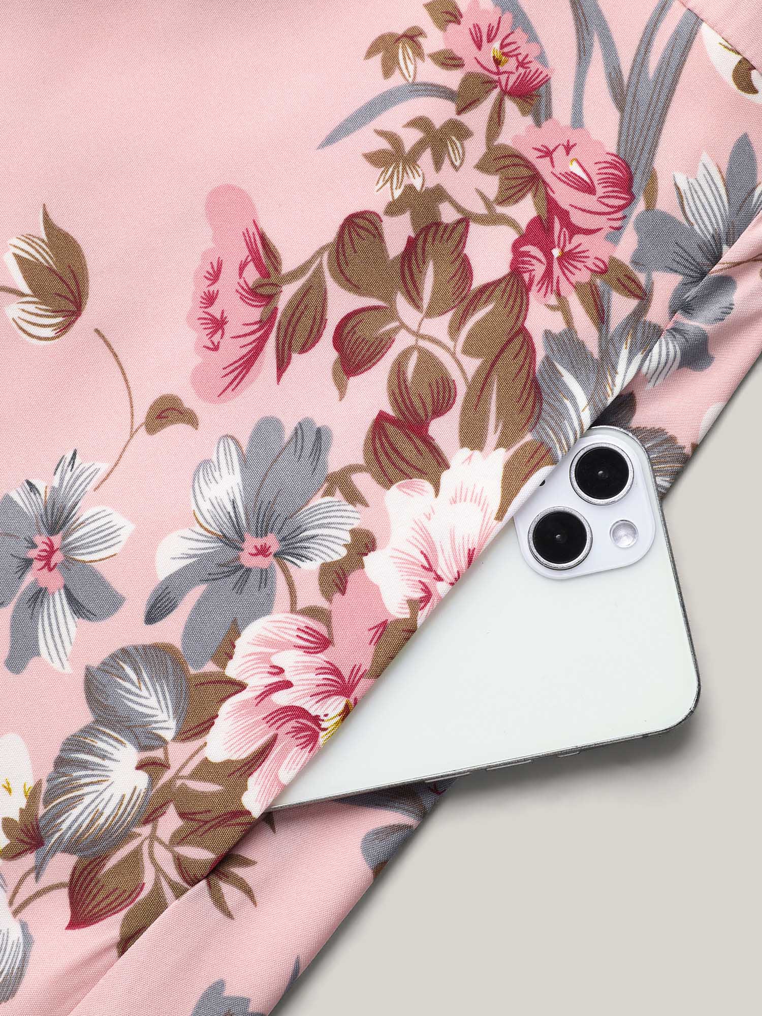 Floral Print Spliced Waist Cinched Midi Dress