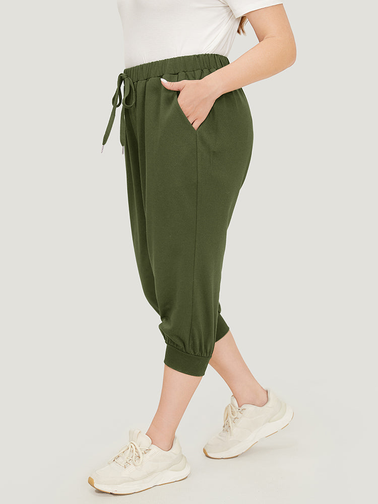 Solid Knot Front Pocket Carrot Pants