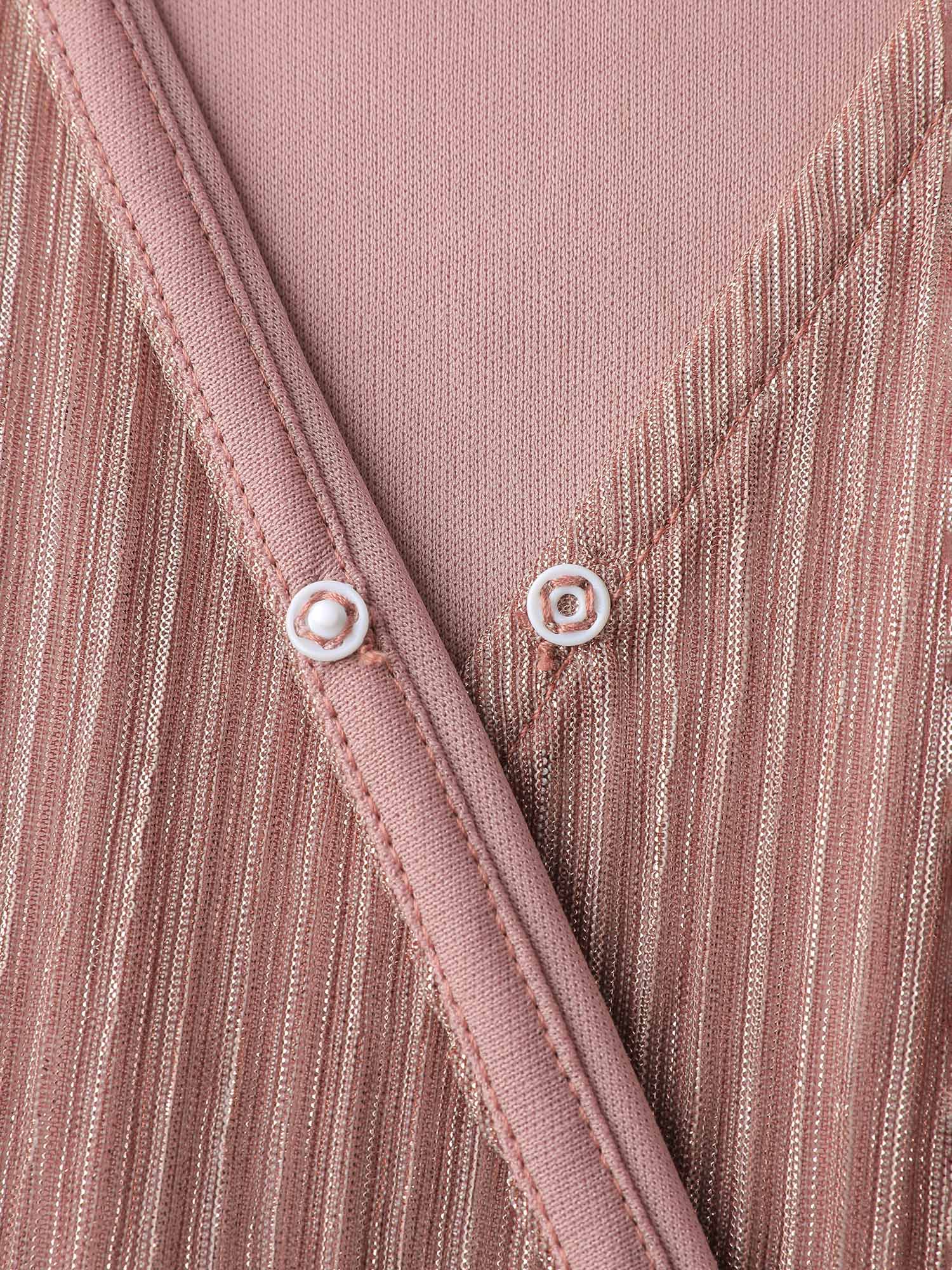 Color Gradient Pockets Belted Midi Dress